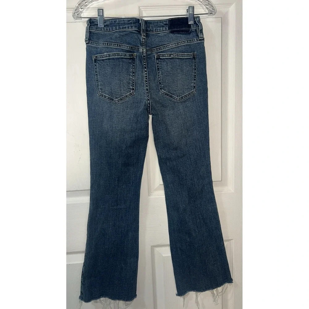 Free People Women's Raw Hem Studded Flare Blue Jeans Size 26